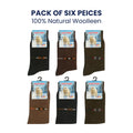 Pack of 6 Premium Wool Socks – 100% Natural Wool, Soft and Comfortable