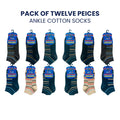 Pack of 12 Easyway Ankle Cotton Socks – Comfortable and Stylish, Soft Cotton