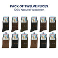 Pack of 12 Premium Wool Socks – 100% Natural Wool, Soft and Comfortable