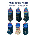 Pack of 6 Easyway Ankle Cotton Socks – Comfortable and Stylish, Soft Cotton