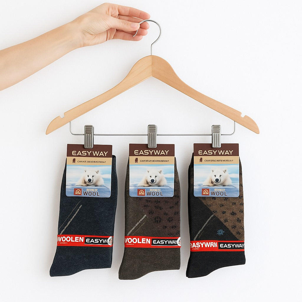Pack of 6 Premium Wool Socks – 100% Natural Wool, Soft and Comfortable