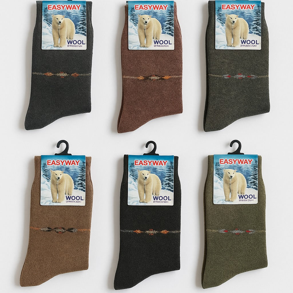 Pack of 12 Premium Wool Socks – 100% Natural Wool, Soft and Comfortable